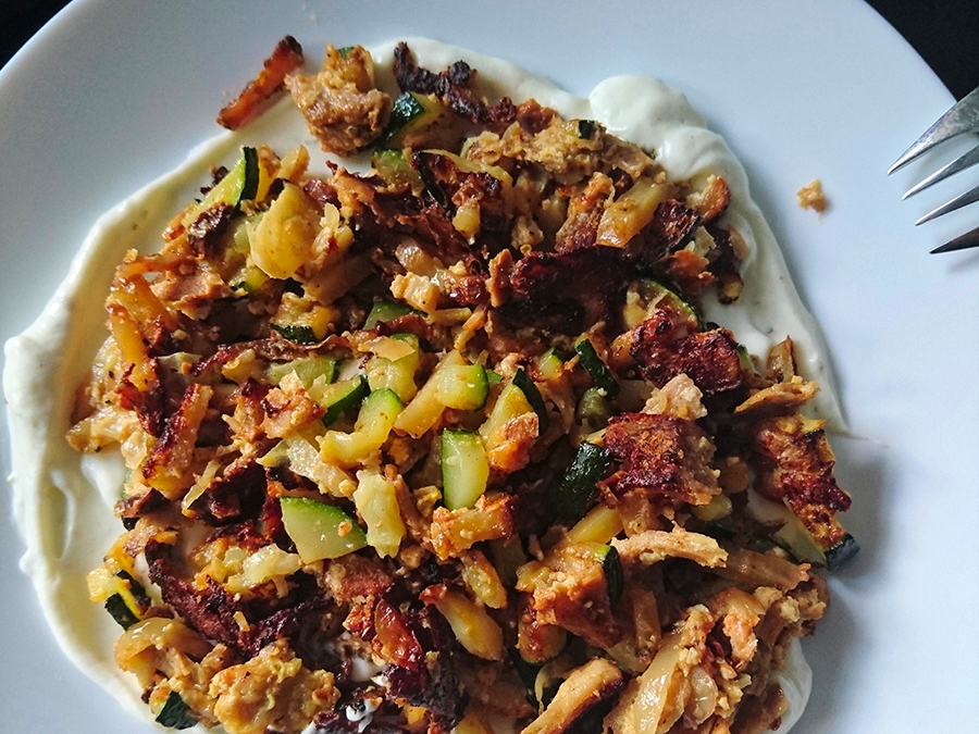 Döner Bratkartoffeln Zucchini Yoghurtsauce